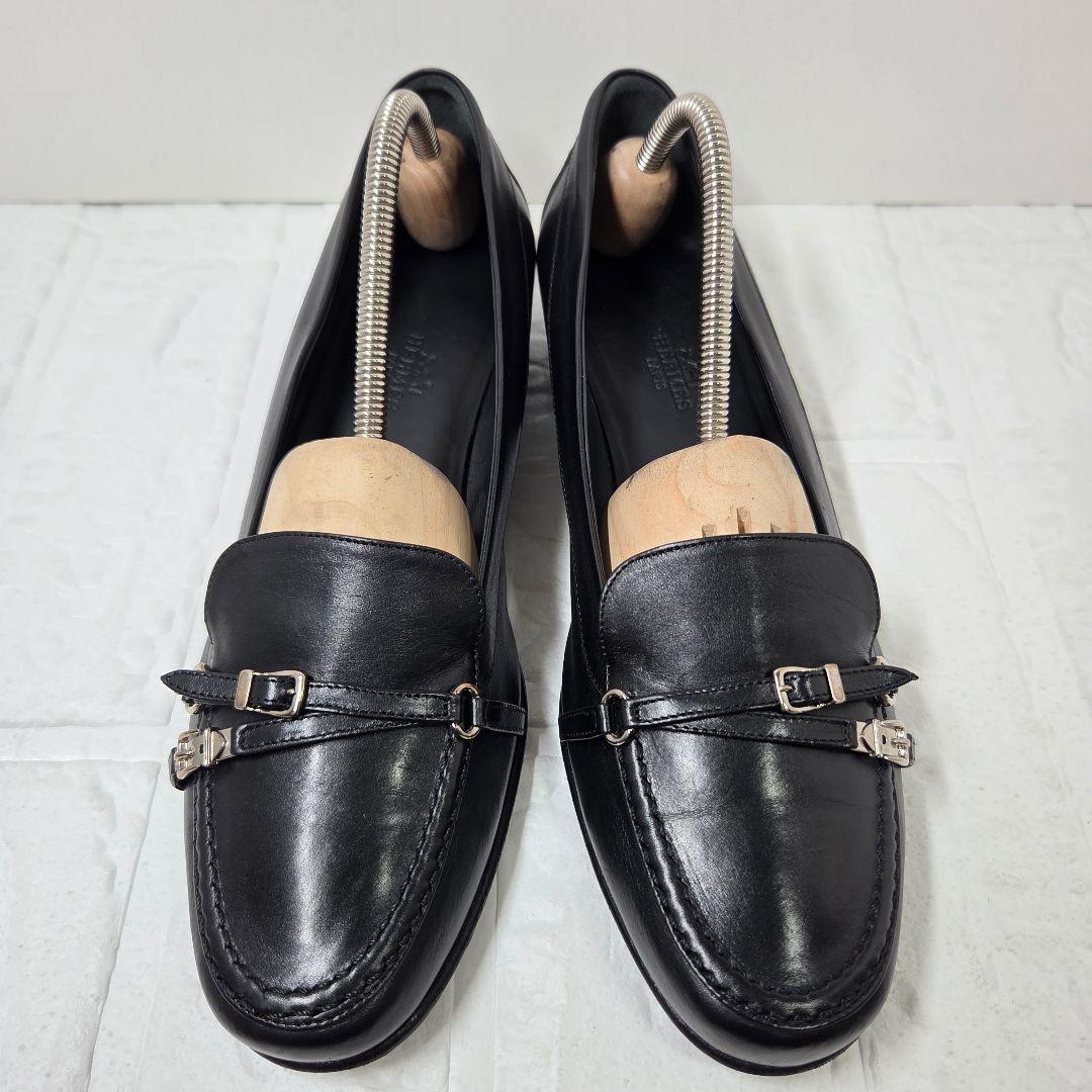 HERMES フラットシューズ 38.5(25cm) ブラック