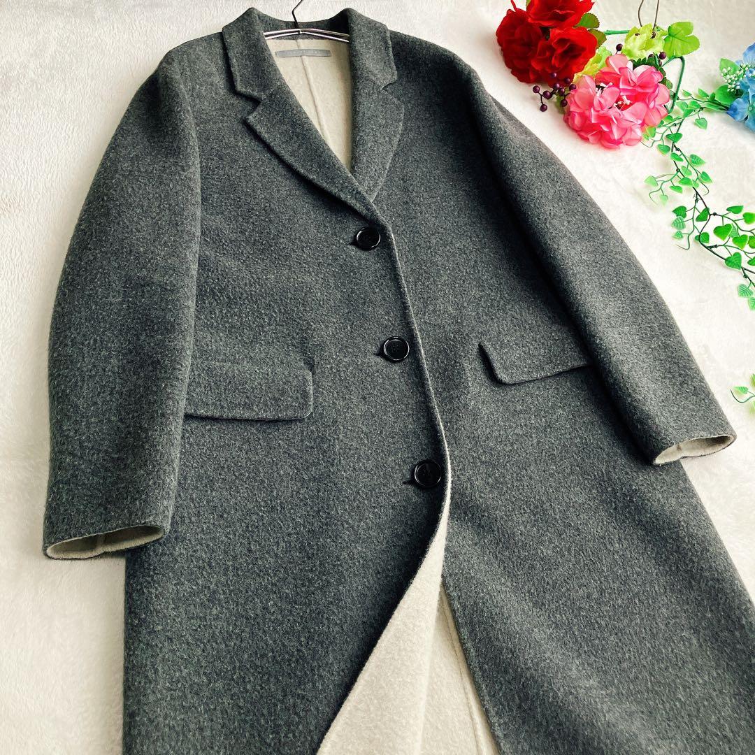 セオリーリュクス★ダブルフェイス チェスターコート AKIK ウール バイカラー