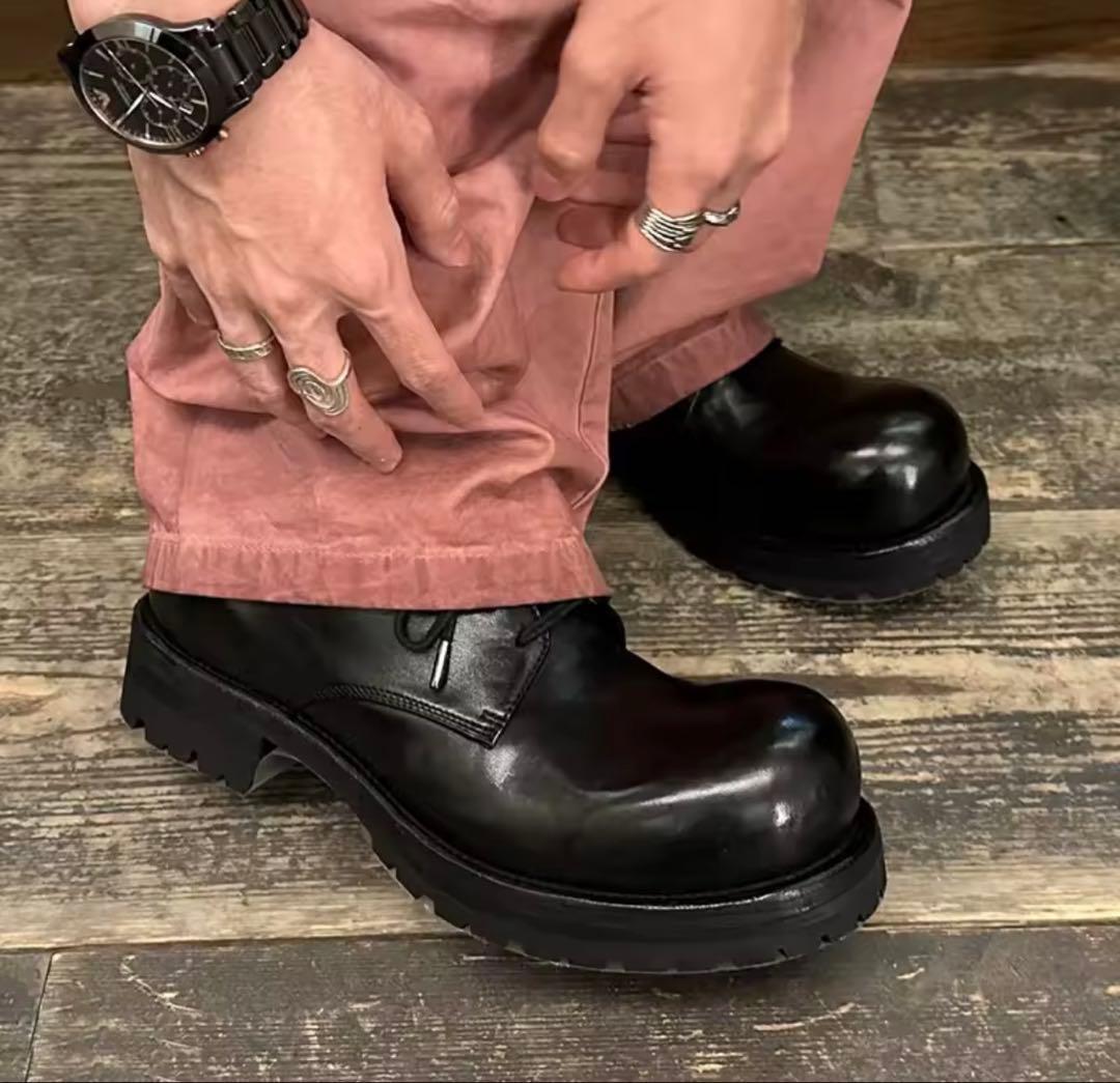 y2kラウンドダービーシューズ 厚底 モード 深水光太