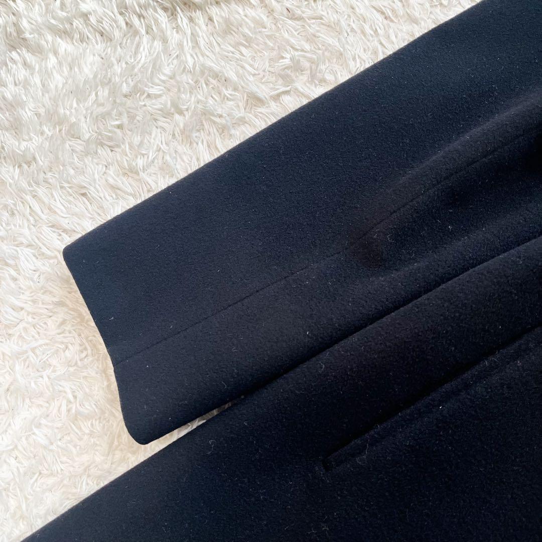 美品 MAXMARA ベルテッドコート ロング 女優襟 ステッチ ブラック