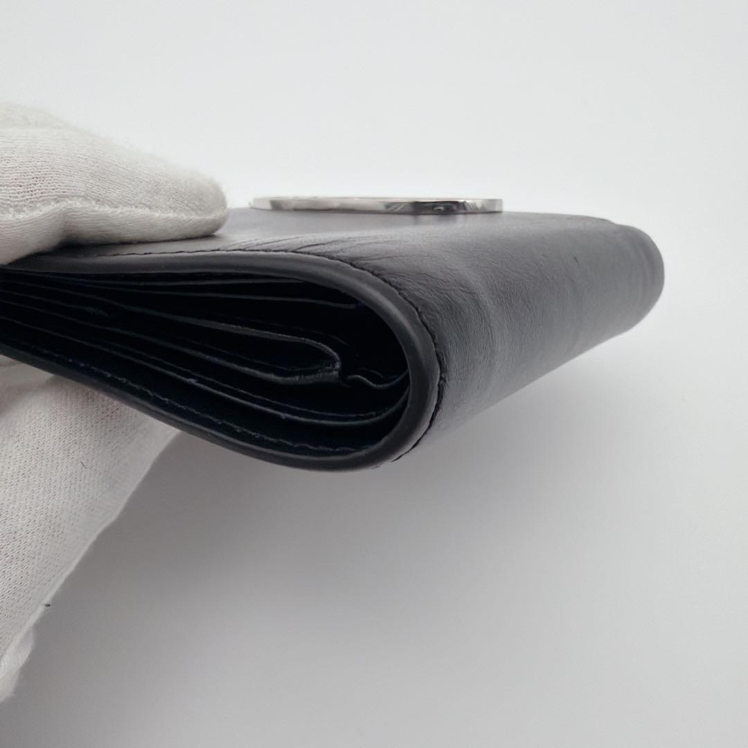 【美品】DIESEL 1DR 2つ折り財布 レザー Dロゴ ブラック メンズ