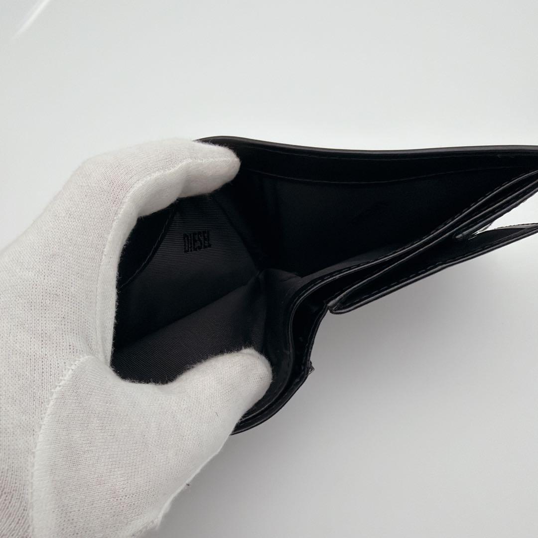 【美品】DIESEL 1DR 2つ折り財布 レザー Dロゴ ブラック メンズ