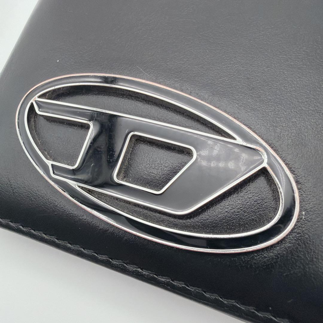 【美品】DIESEL 1DR 2つ折り財布 レザー Dロゴ ブラック メンズ