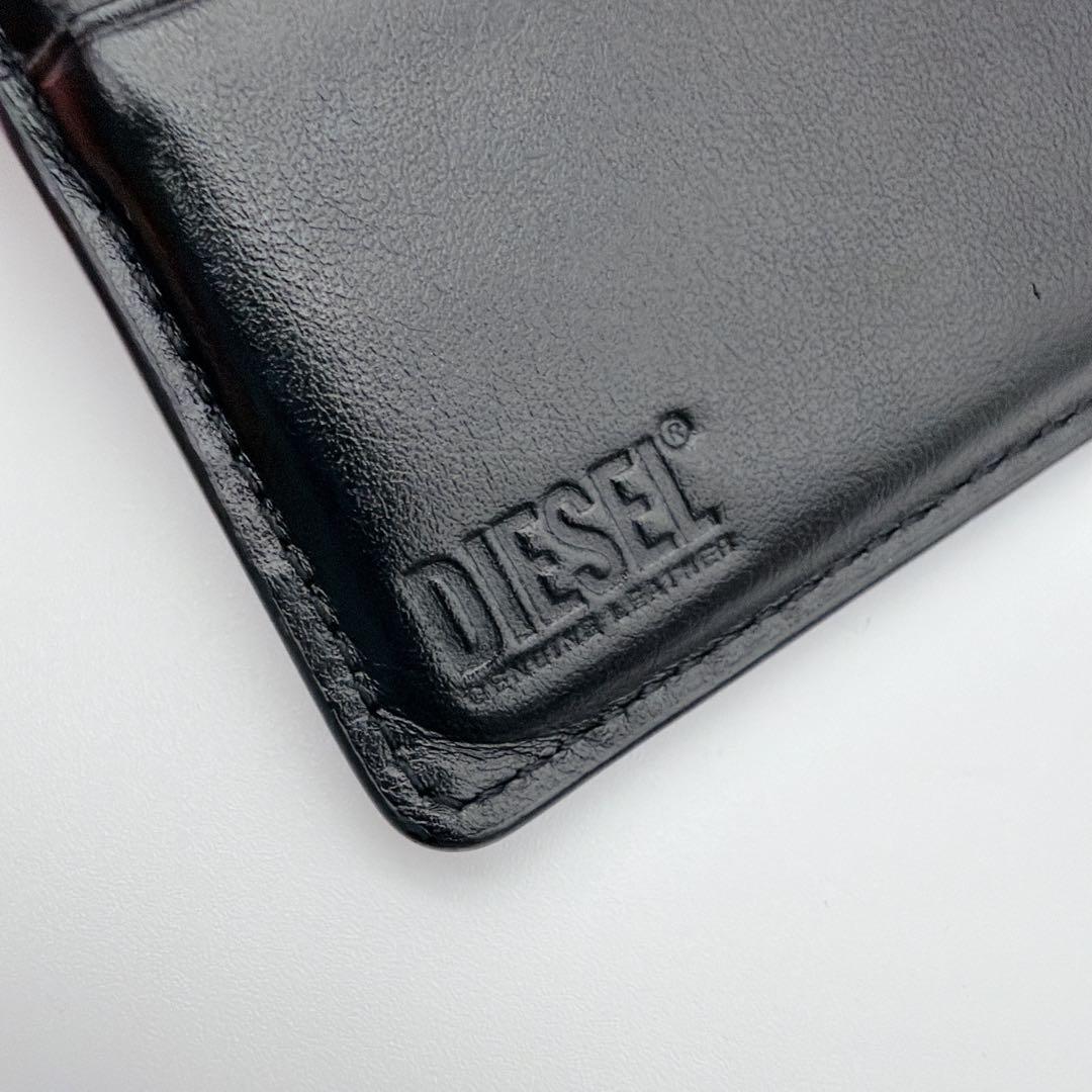 【美品】DIESEL 1DR 2つ折り財布 レザー Dロゴ ブラック メンズ