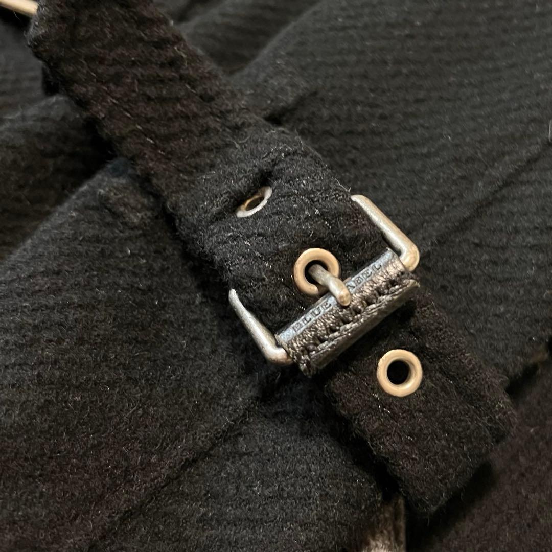 バーバリーブルーレーベル アンゴラ トレンチコート ダブル 銀ボタン ブラック