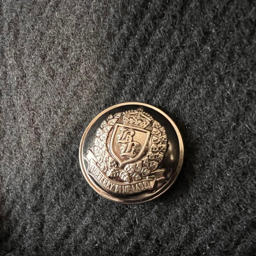 バーバリーブルーレーベル アンゴラ トレンチコート ダブル 銀ボタン ブラック