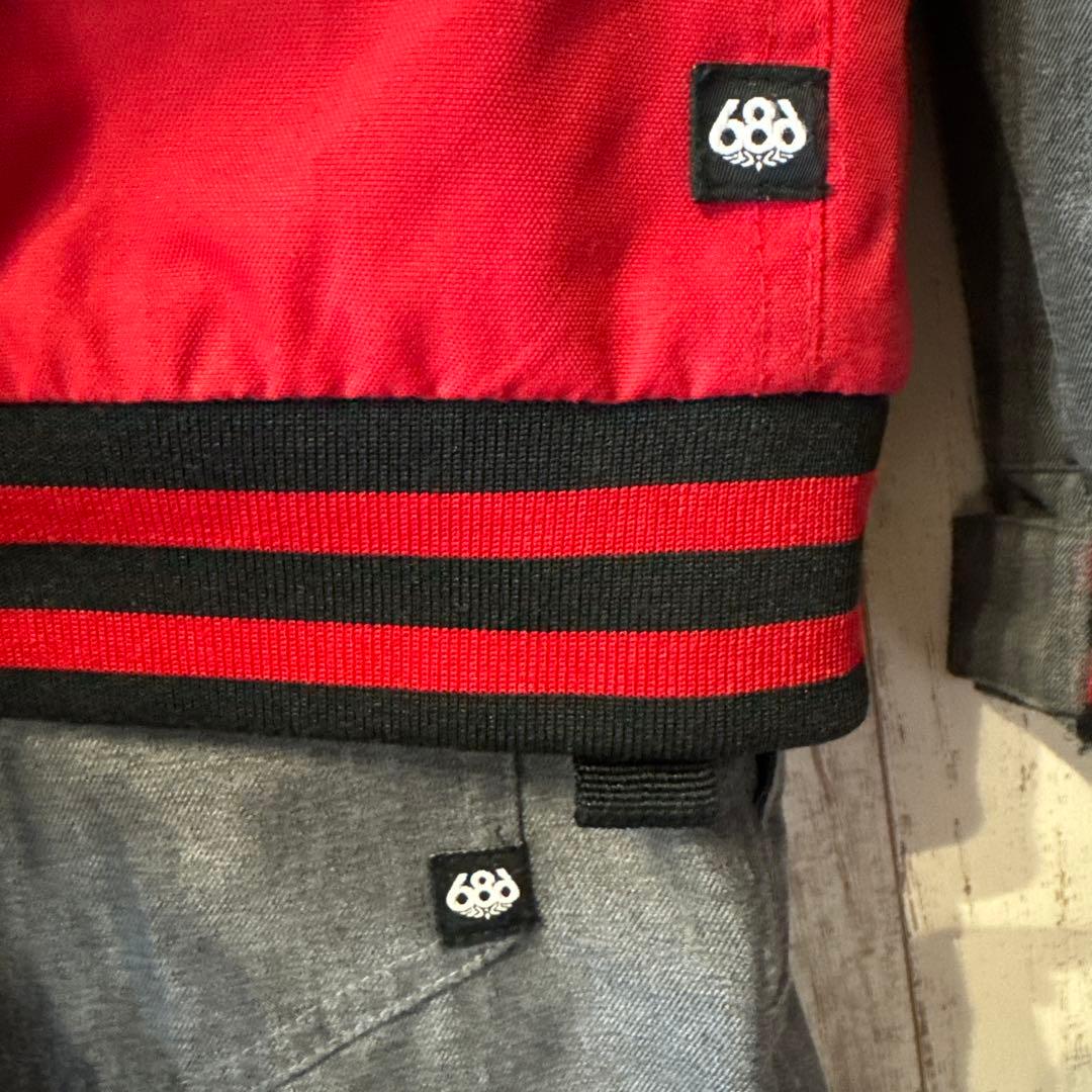 686 スキー スノーボード ウェア セット 赤/グレー KIDS Youth