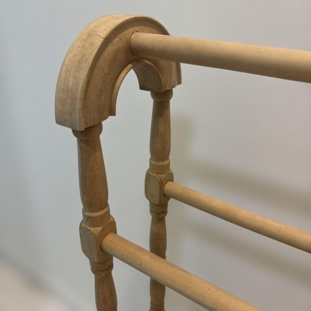 アンティーク 木製タオルバー　キルトラック リネン掛け クロス