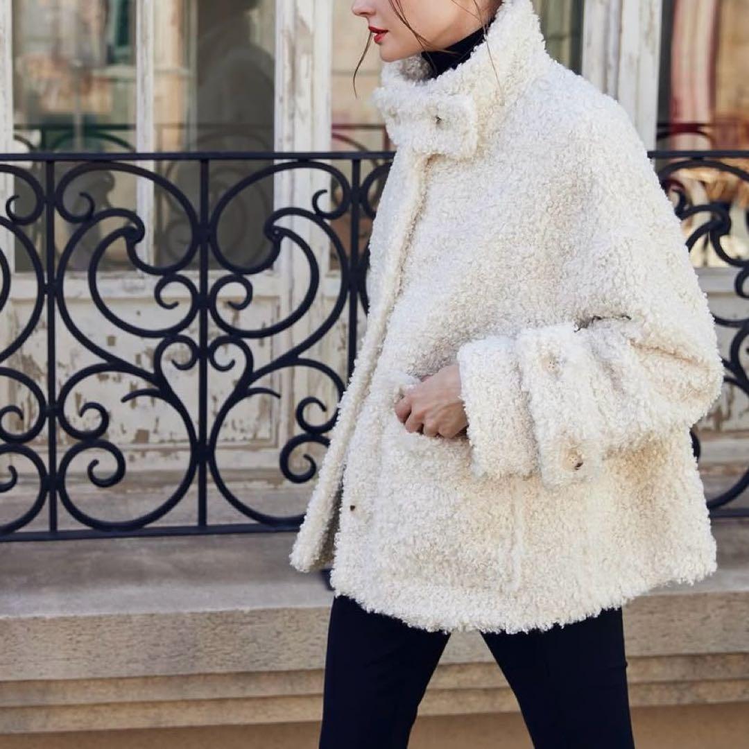 23AW ツルバイマリコオイカワ Goldie プードルファーコート アイボリー