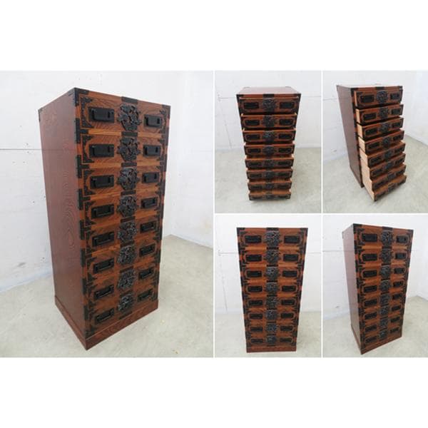 美品■高島屋■時代箪笥■指物民芸家具■手打ち金具/飾り金具■伝統家具■欅漆塗り■