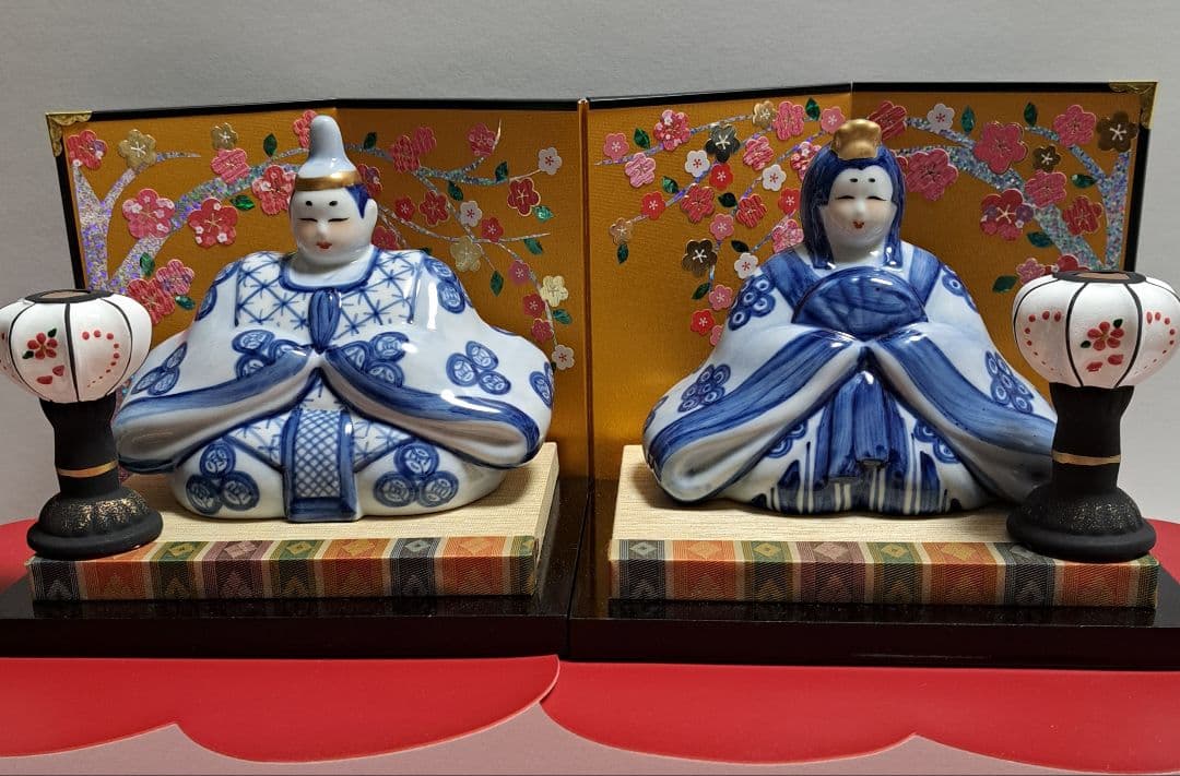 HO328さま専用 特価 k-③ 九谷焼 ひな人形 5号 親王飾り 染付