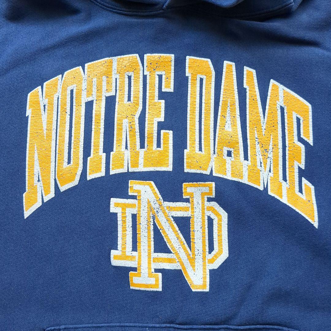 90s USA製 リバースウィーブパーカー ノートルダム ネイビー 刺繍タグXL