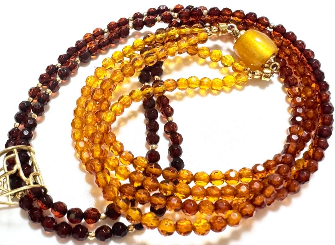 18金 K18琥珀 琥珀系 ネックレス 美品 K18刻印あり