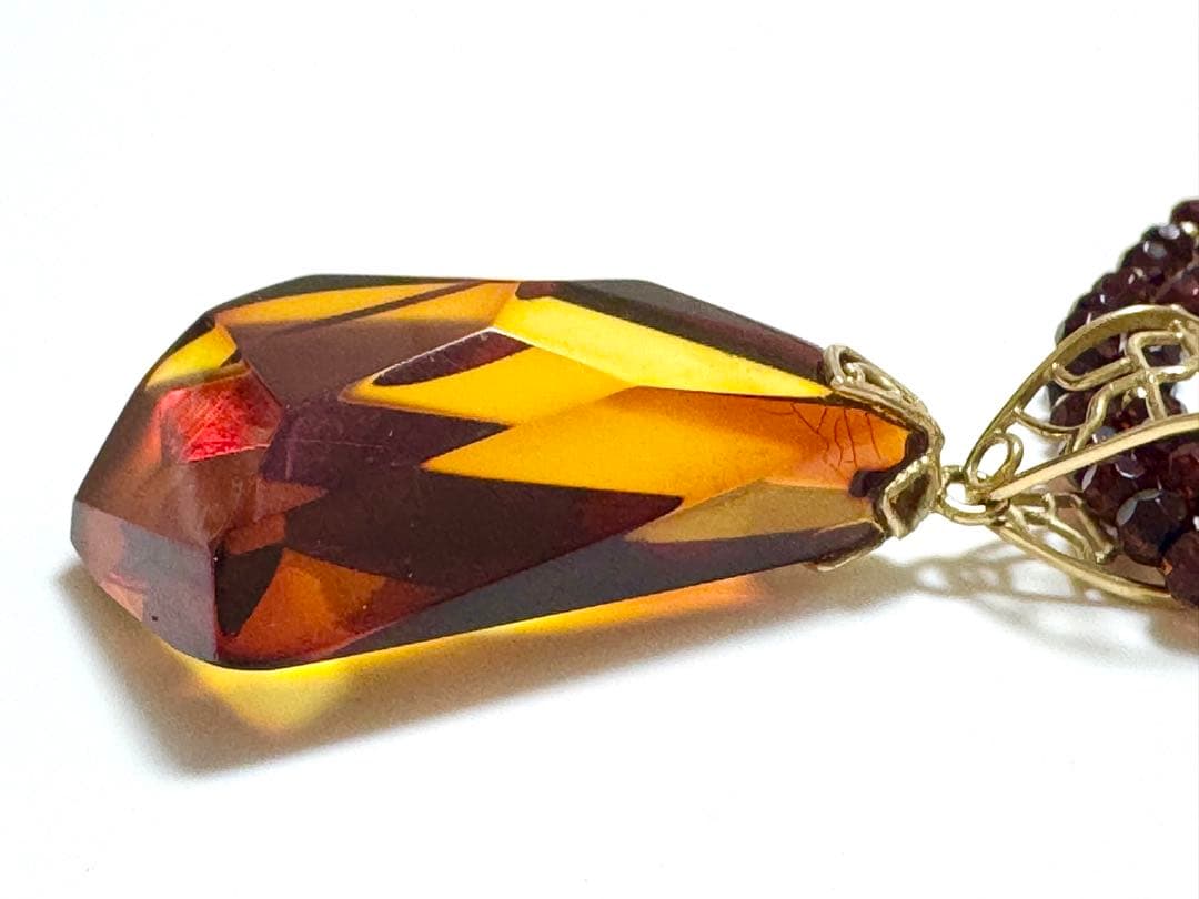 18金 K18琥珀 琥珀系 ネックレス 美品 K18刻印あり