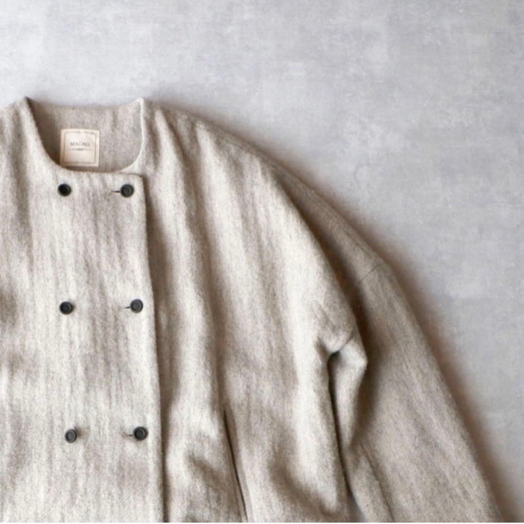 最終値下げMAGALI マガリ ウール リネン ヘリンボーン ダブルボタンコート