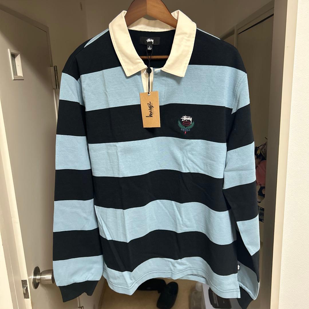 お*ぎ様 【最終値下げ】STUSSY BIG STRIPE RUGBY Lサイズ