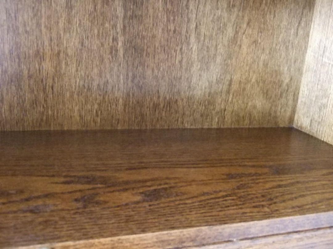 木製ガラス扉付き4段キャビネット ブックシェルフ