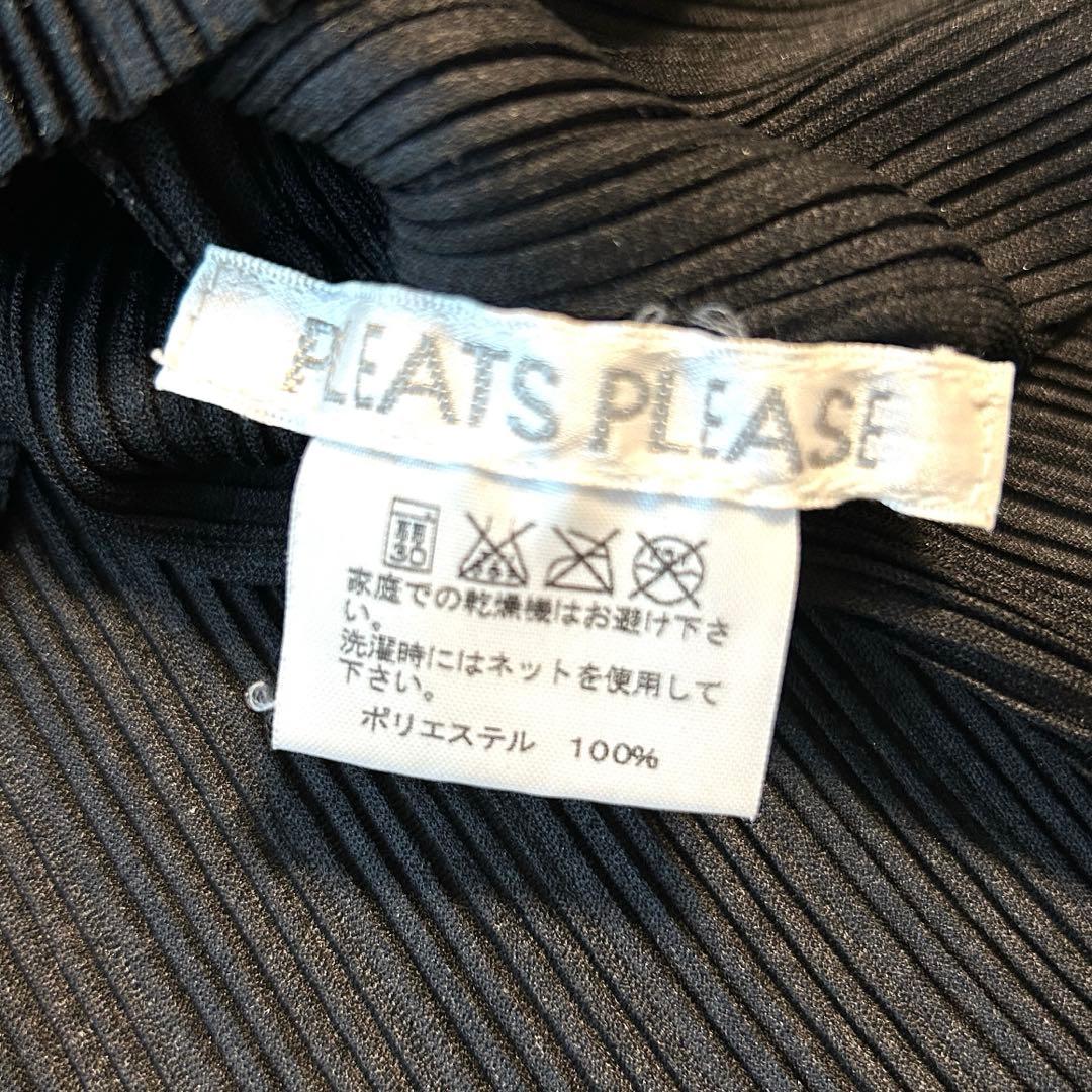 プリーツプリーズ 長袖カットソー ハイネック イッセイミヤケ ブラック