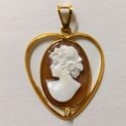CAMEO カメオハート型 ペンダントトップK18刻印／サイン入り／イタリア製