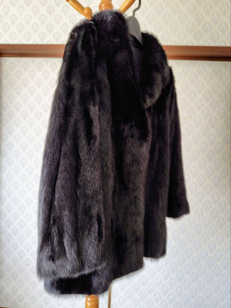 ミンク毛皮コート　ブラック　※名前刺繍あり