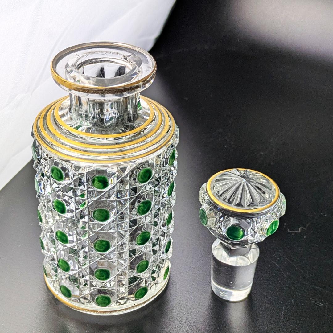 オールドバカラ ディアマン 中型香水瓶 グリーン＆金彩 BACCARAT