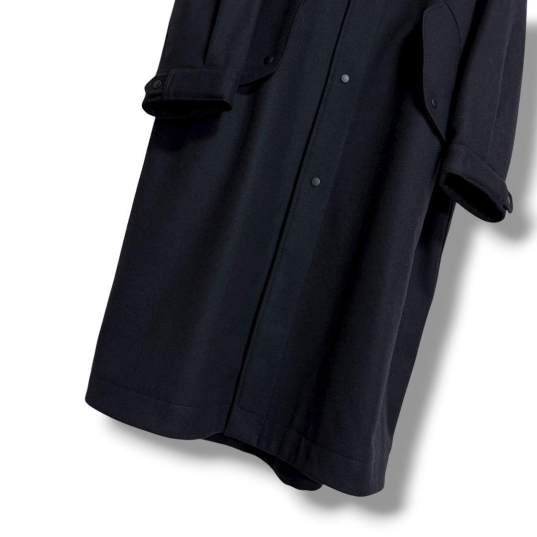 美品 THE RERACS ウール100％ メルトンロングコート ブラック黒