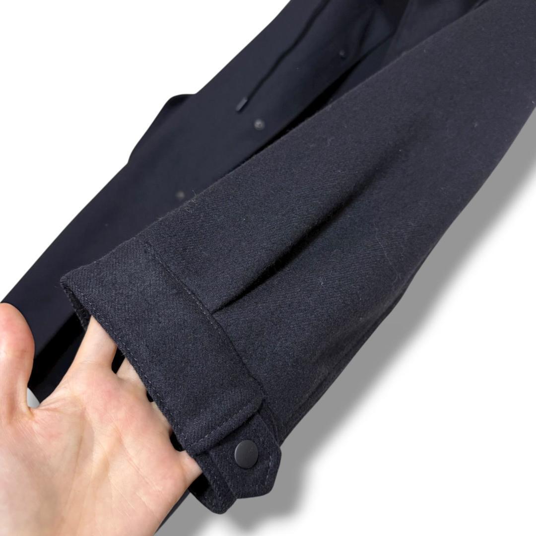 美品 THE RERACS ウール100％ メルトンロングコート ブラック黒