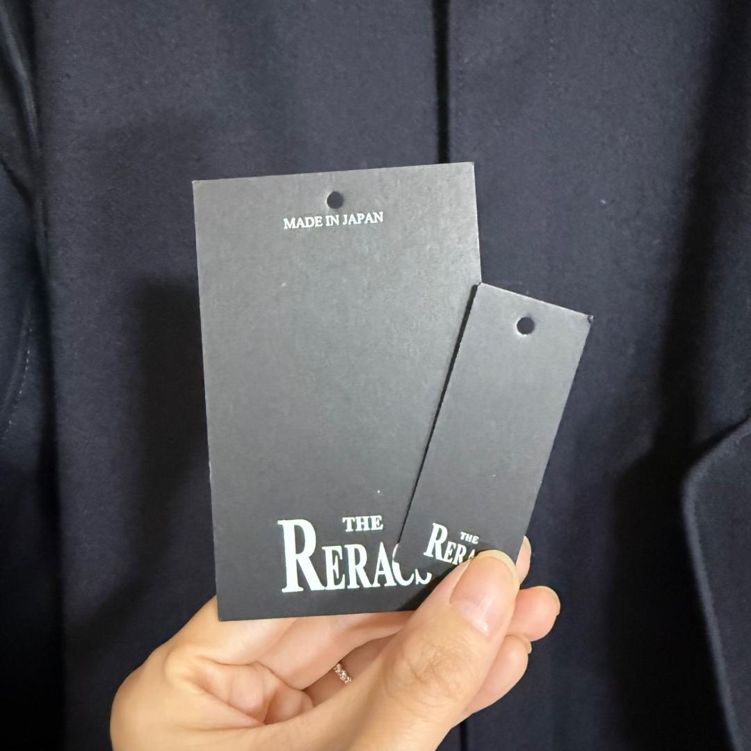 美品 THE RERACS ウール100％ メルトンロングコート ブラック黒