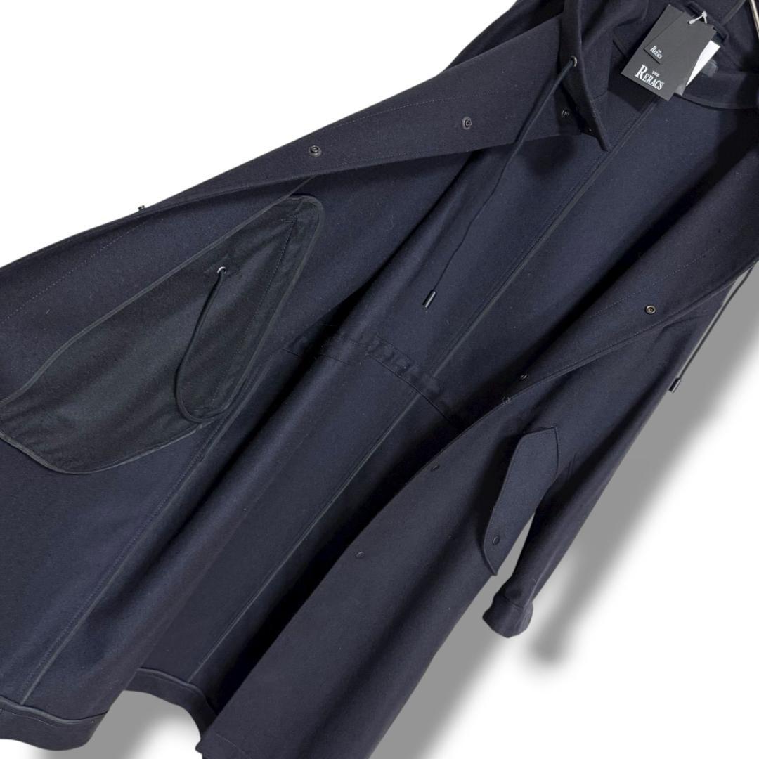 美品 THE RERACS ウール100％ メルトンロングコート ブラック黒