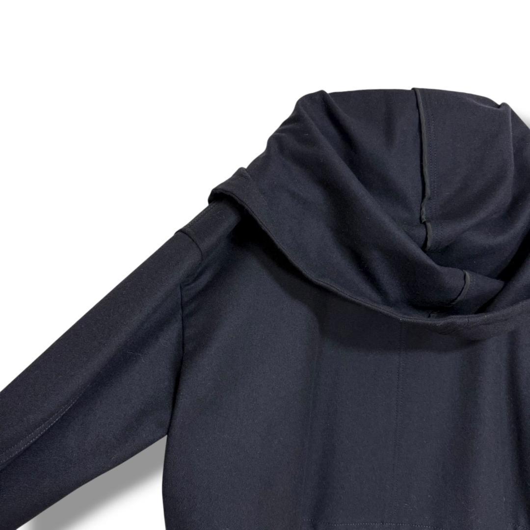 美品 THE RERACS ウール100％ メルトンロングコート ブラック黒