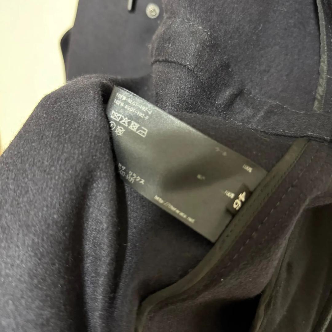 美品 THE RERACS ウール100％ メルトンロングコート ブラック黒