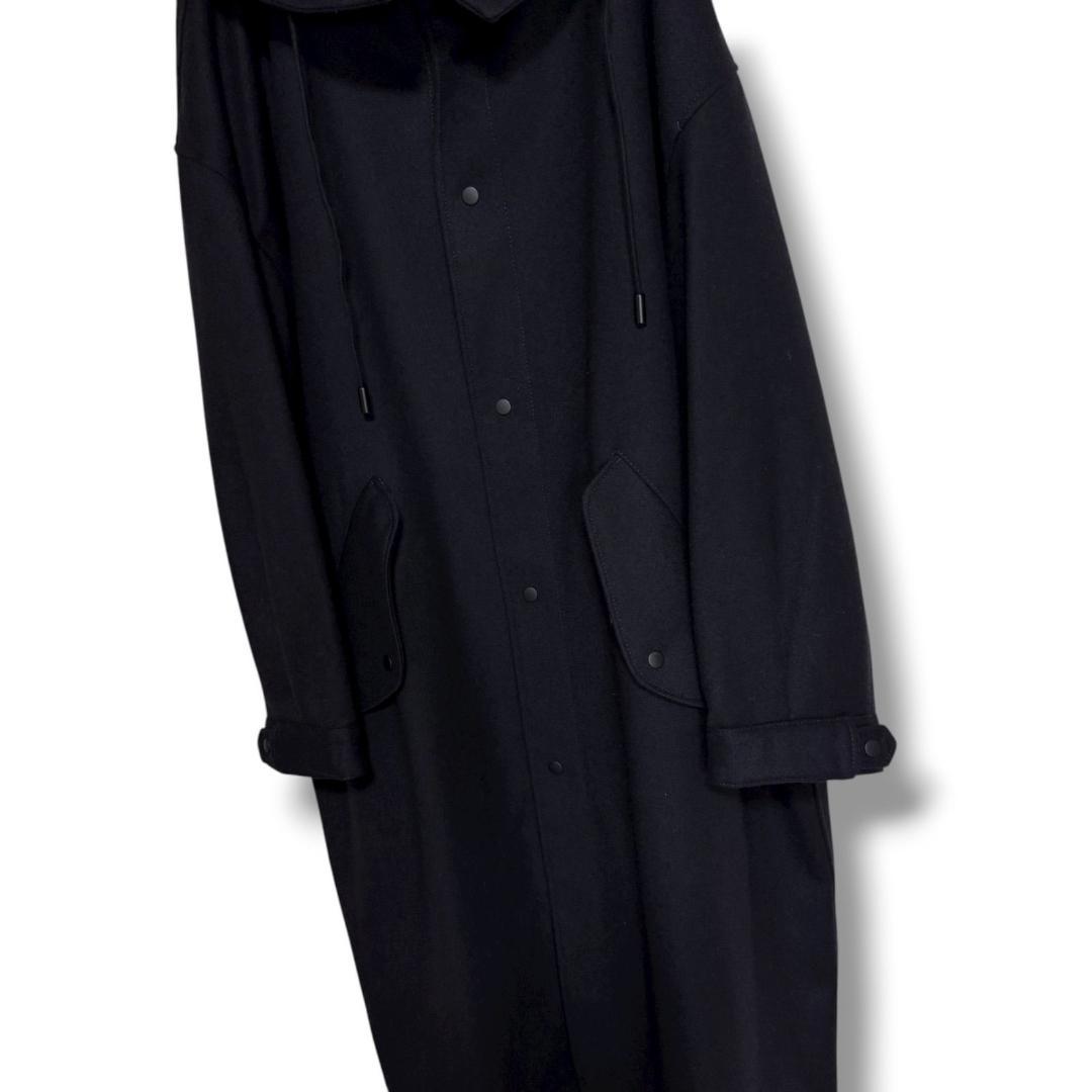 美品 THE RERACS ウール100％ メルトンロングコート ブラック黒
