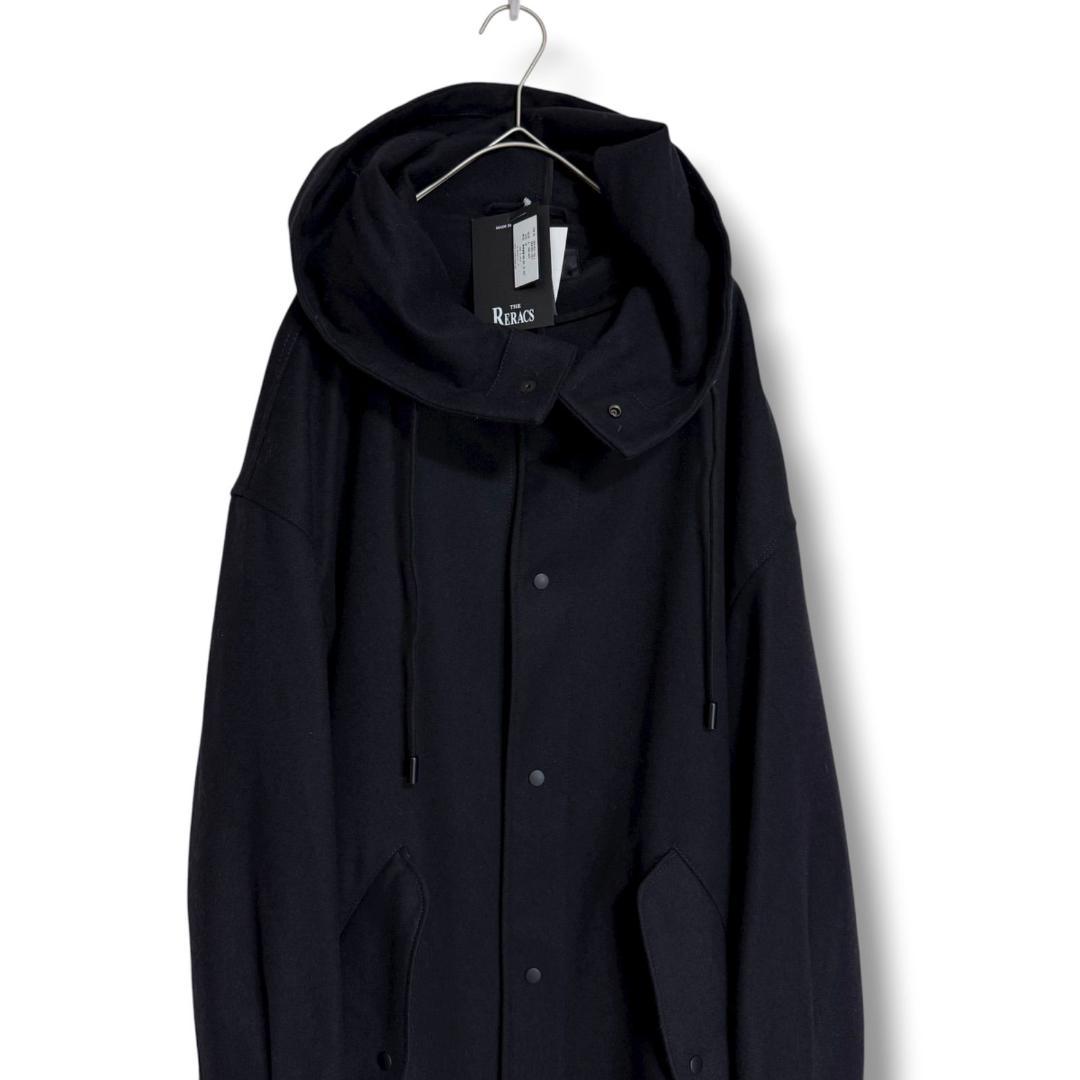 美品 THE RERACS ウール100％ メルトンロングコート ブラック黒