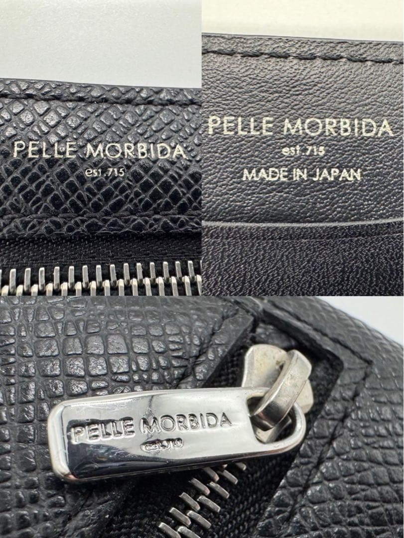 美品　PELLE MORBIDA マネークリップ 財布 二つ折り　黒　本革