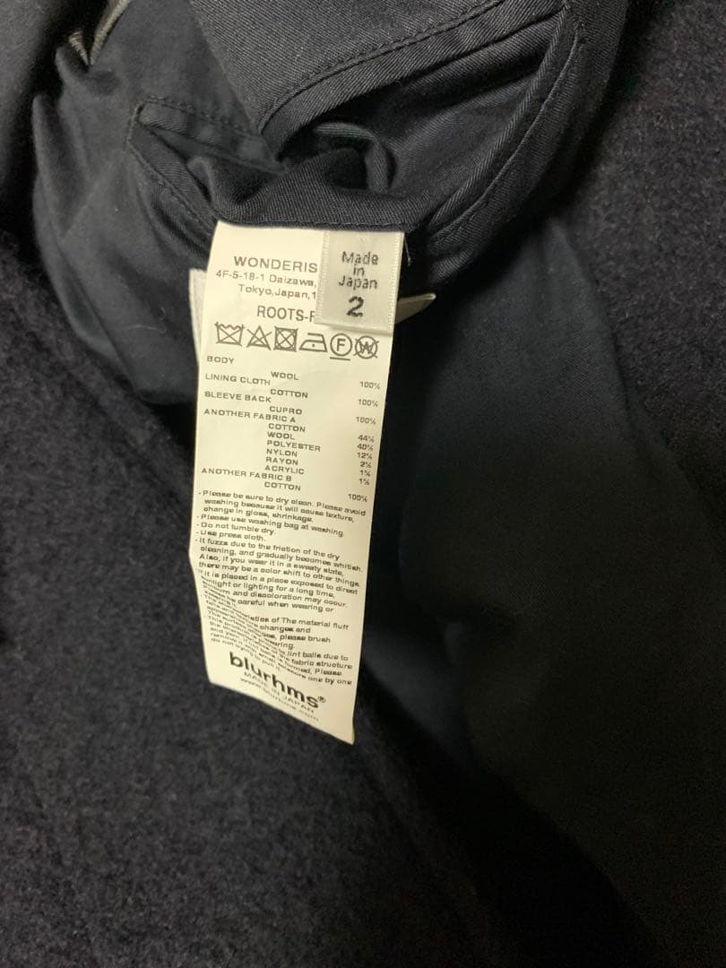 20AW blurhms ブラームス　ウールメルトンダッフルコート