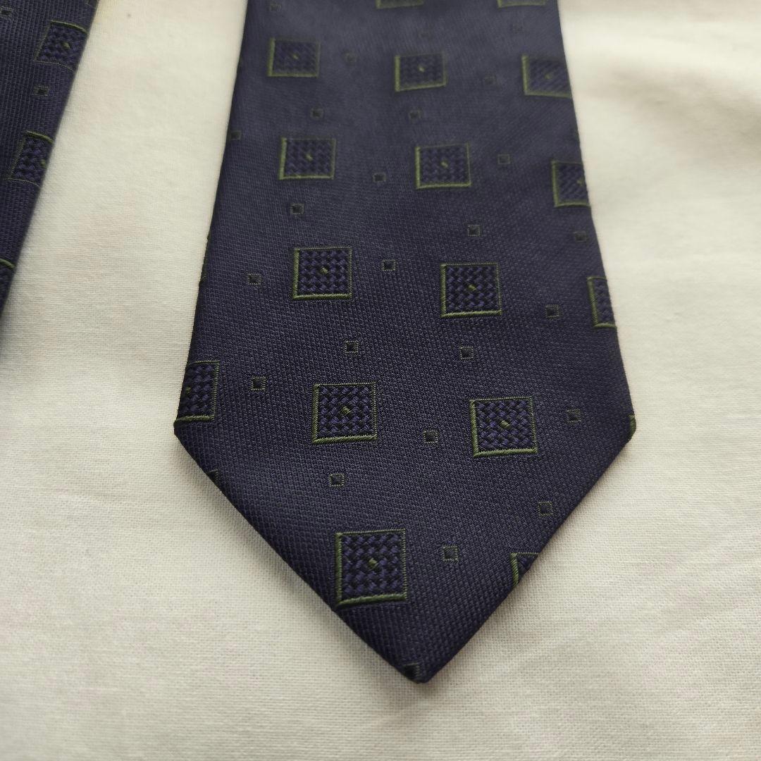 ニシ君様売約済　Drakes シルク ネクタイ ネイビー スクエア ドット