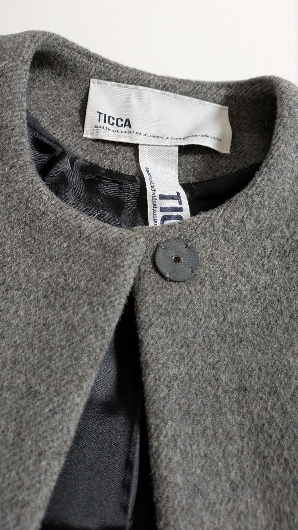 専用出品【TICCA ティッカ】ウールノーカラーテントコート グレー