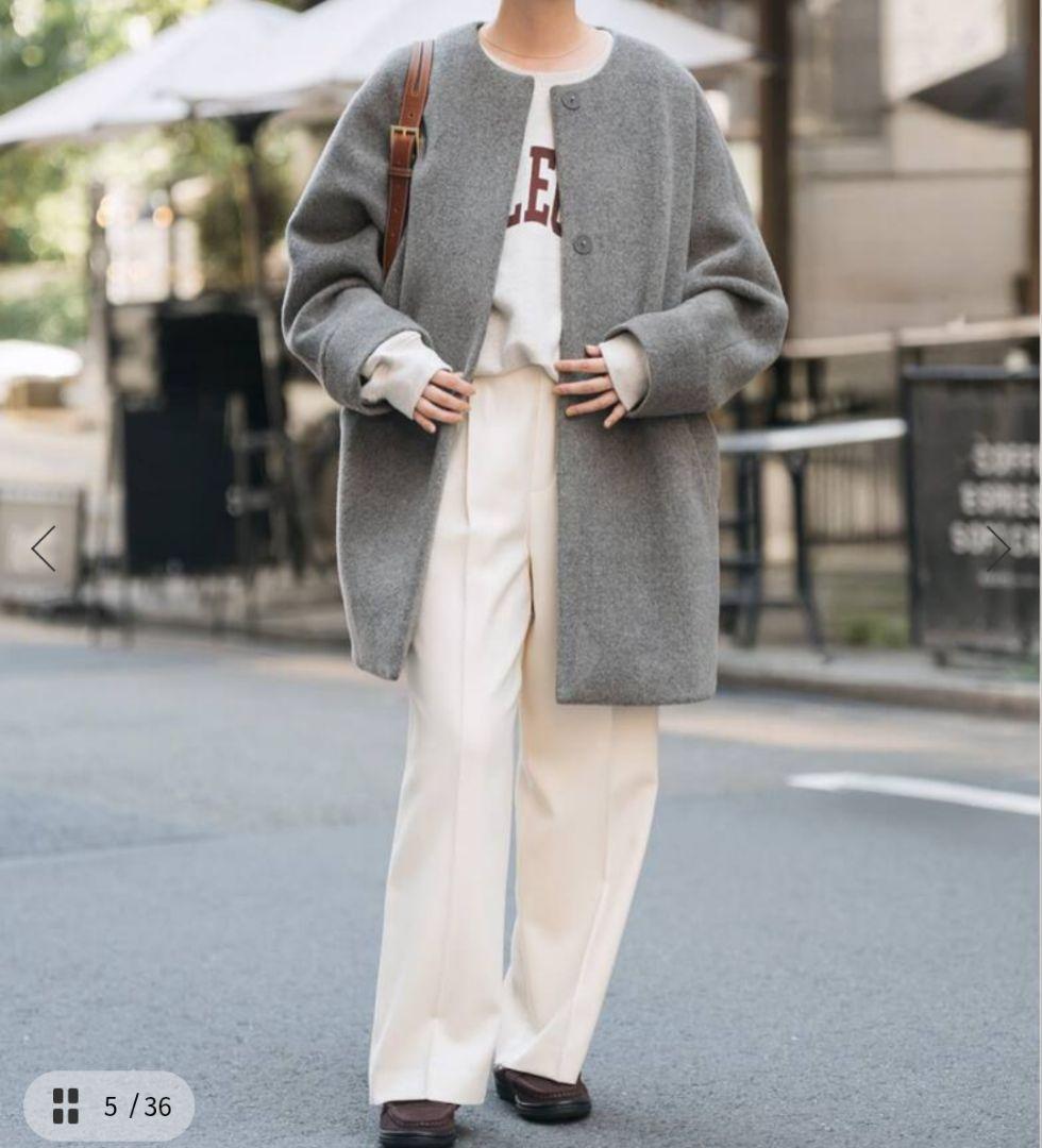 専用出品【TICCA ティッカ】ウールノーカラーテントコート グレー