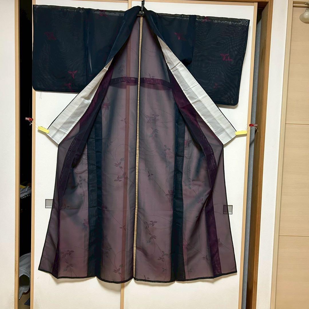 中*子様 モ50 美品　薄物　二重紗　風通紗　正絹　小紋　フルセット 夏着物