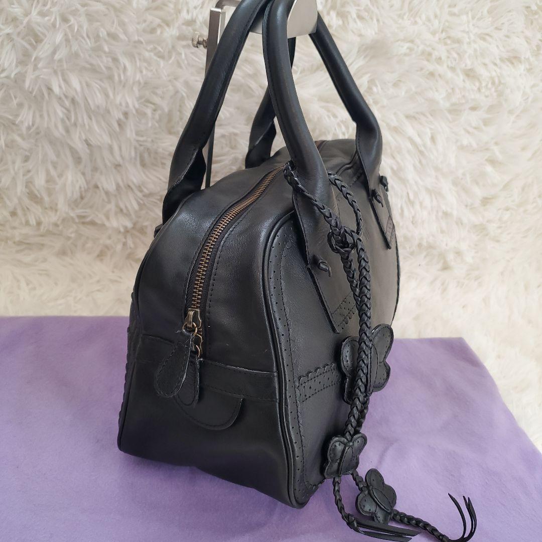 ⭐未使用級⭐ANNA SUI ミニ ボストンバッグ ブラック レザー 蝶