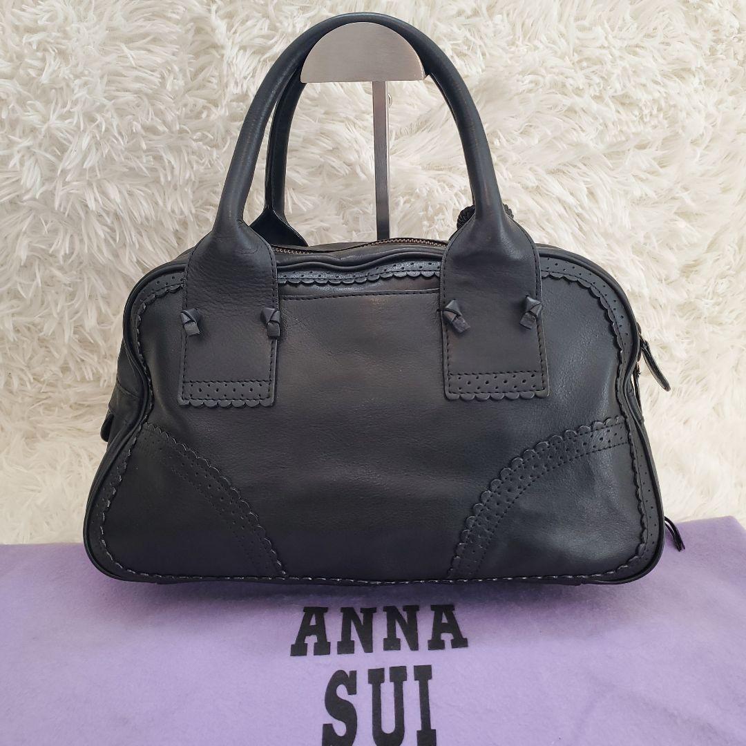 ⭐未使用級⭐ANNA SUI ミニ ボストンバッグ ブラック レザー 蝶