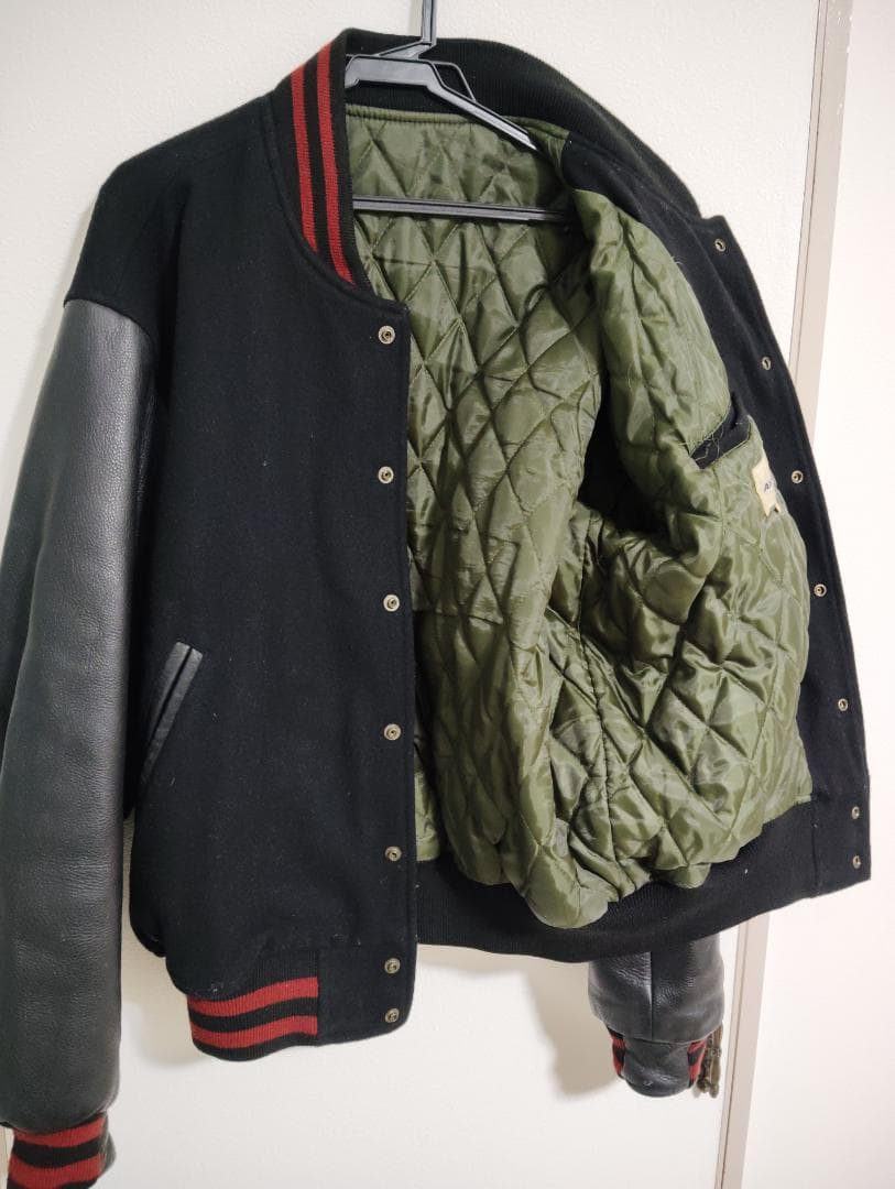 送料込み★ABAHOUSEアバハウス　袖革　スタジャンブラック良好sizeL相当