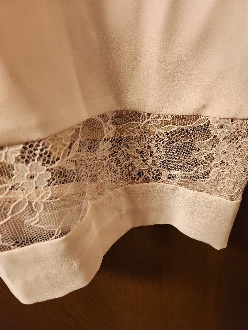 Verybrain♡ピンクベージュ レース装飾 ワイドパンツ