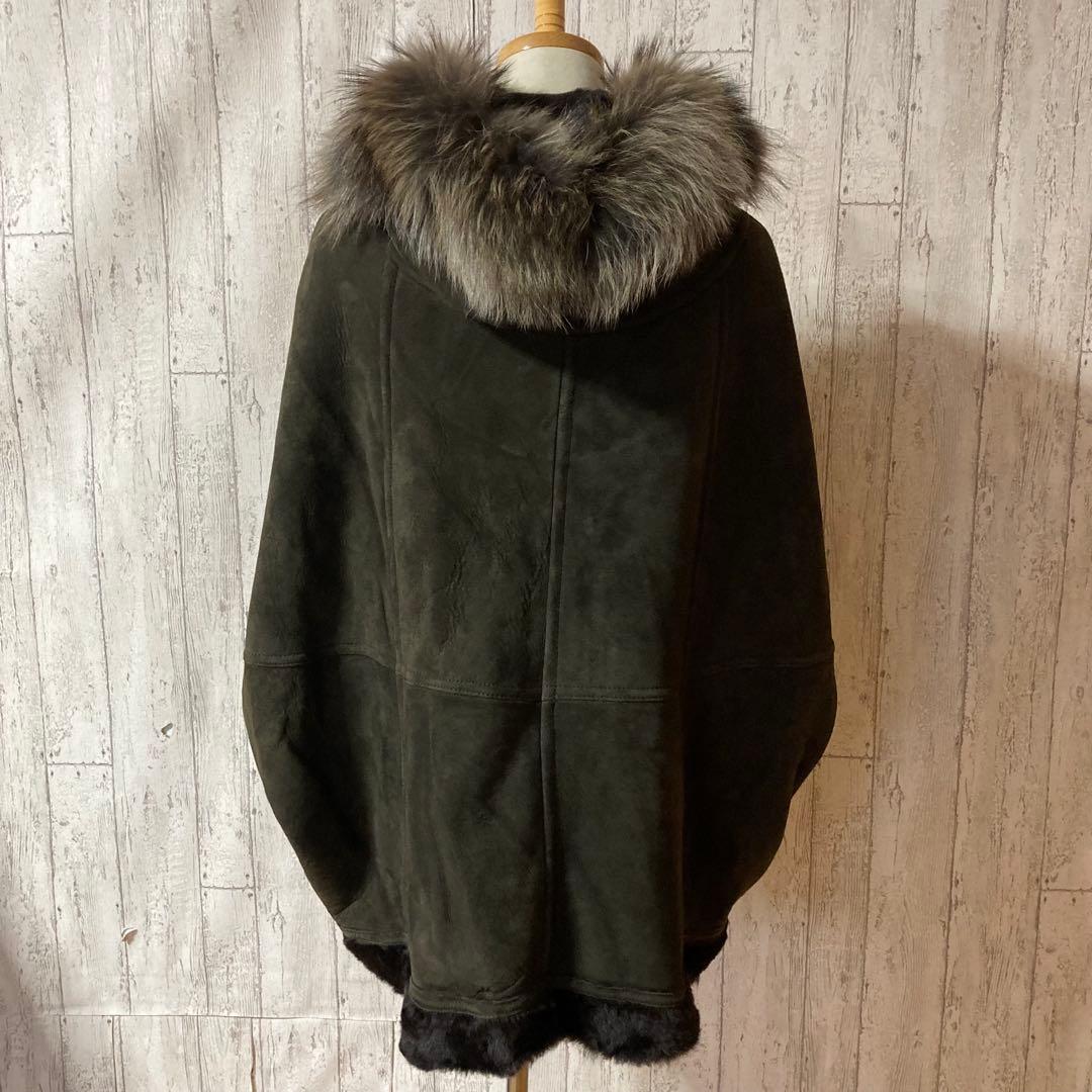 GRACE CONTINENTAL リアルファー 羊革 ムートンケープコート