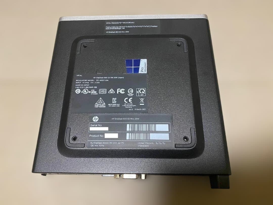 S*y様 HP EliteDesk 800 G3 DM SSD搭載 メモリ8GB