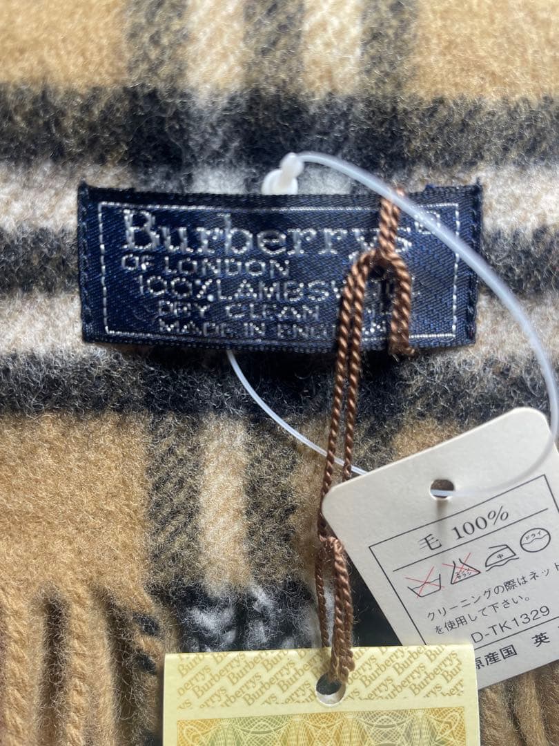 タグ付未使用 バーバリー ノバチェック マフラー ラムウール キャメル 英国製