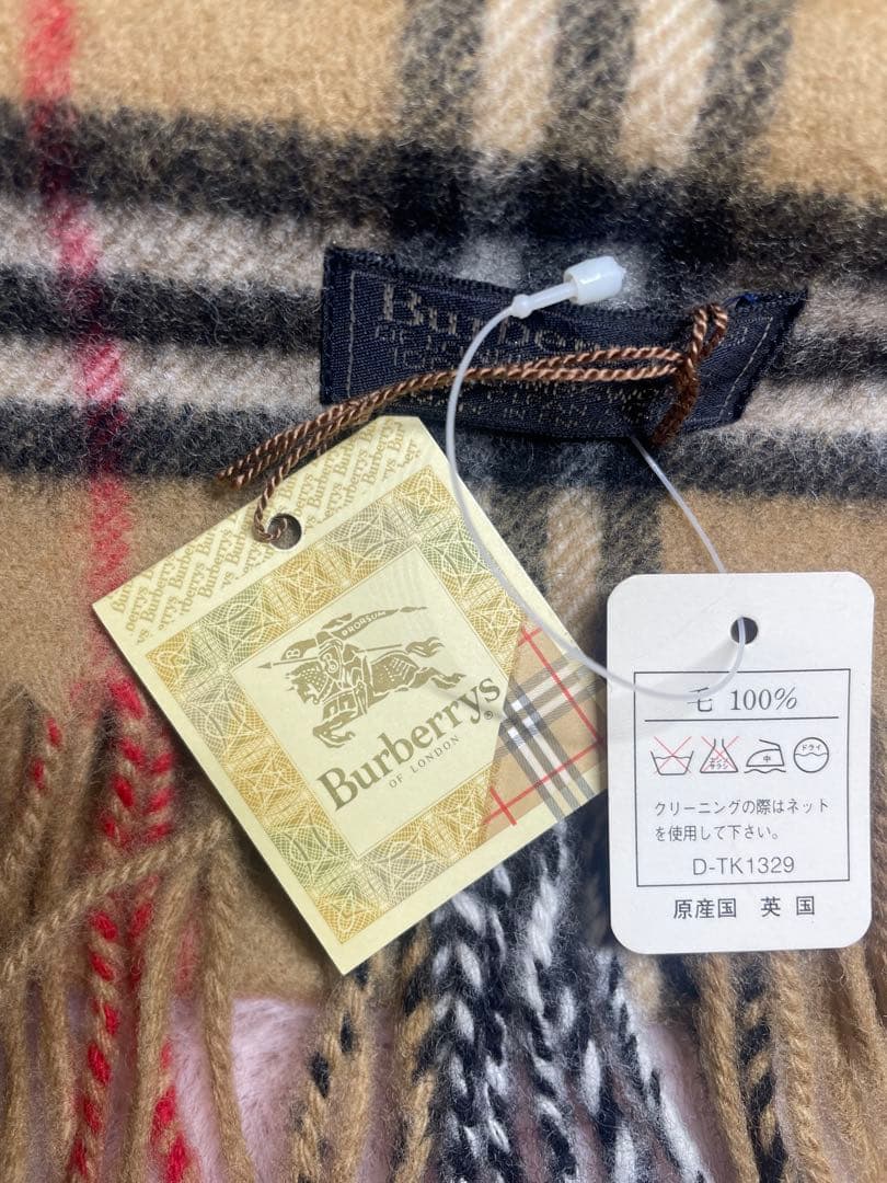 タグ付未使用 バーバリー ノバチェック マフラー ラムウール キャメル 英国製