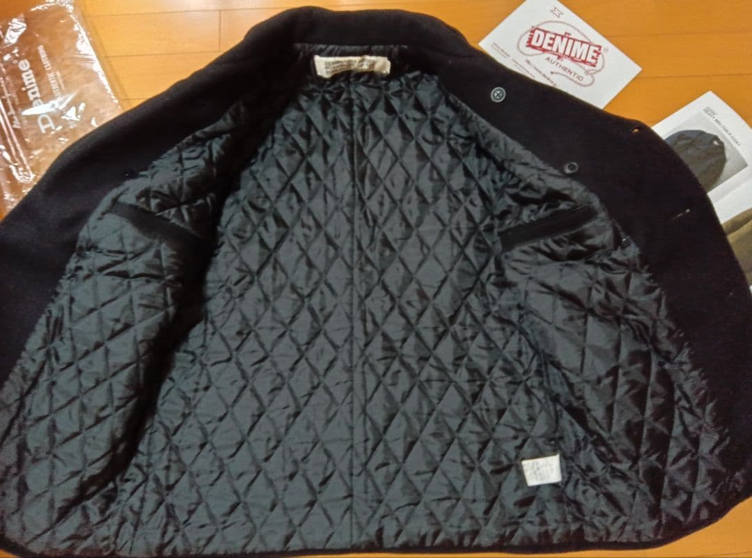 ハ*ん様 美品49,500円DENIMEドゥニームメルトンPコート黒ブラックL