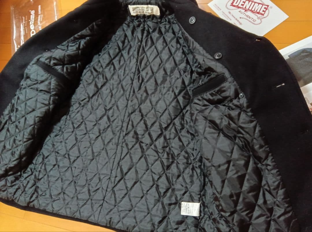 ハ*ん様 美品49,500円DENIMEドゥニームメルトンPコート黒ブラックL