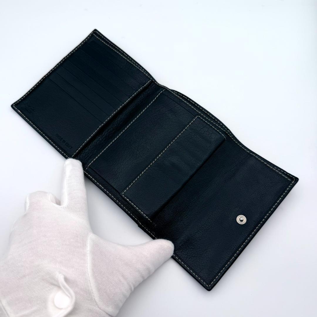 PRADA プラダ サフィアーノ パンチング 三角ロゴ 三つ折り財布 ブラック